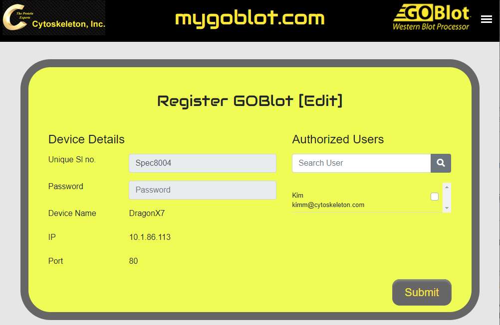 Registering Your GoBlot